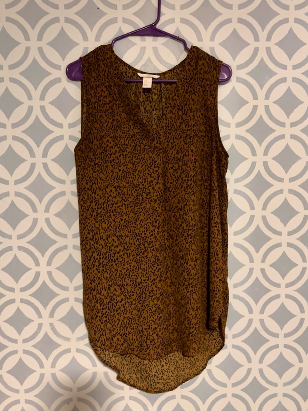 H&M Brown and Black Sleeveless Printed Camisole